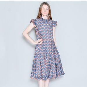 LA DOUBLE J Rooster Print Ruffle Dress